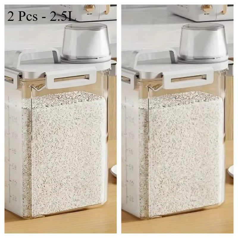 Airtight Grain Storage Container | 2.5L Rice, Cereal & Flour Dispenser with Measuring Cup