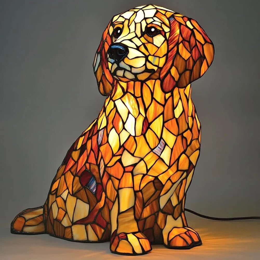 Resin Dog Figurine Table Lamp – Warm LED Accent Light