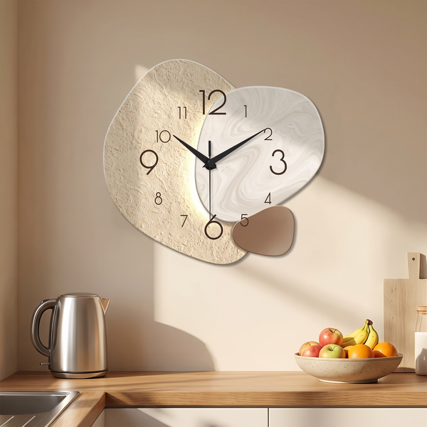 Modern Simple Wall Clock above a kitchen worktop
