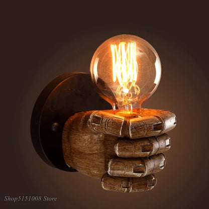 Industrial Hand Wall Lamp – Sculptural Resin Fist Sconce