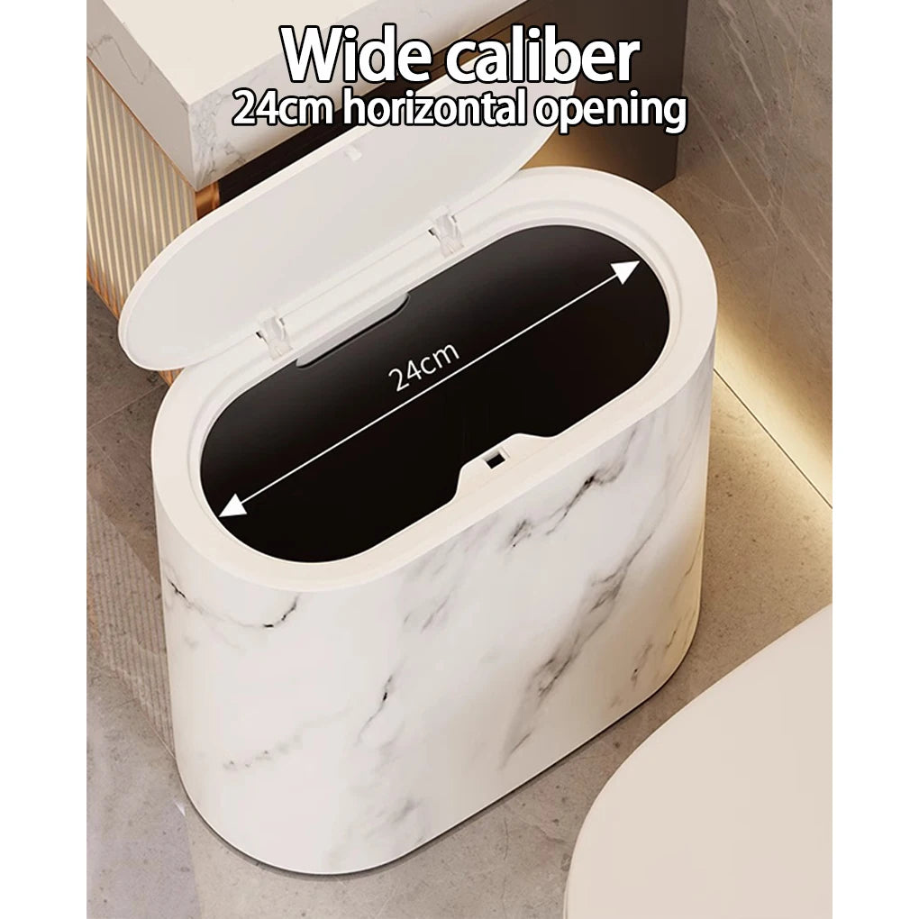 Marble Pattern Trash Can | Modern Bathroom & Kitchen Bin with Lid