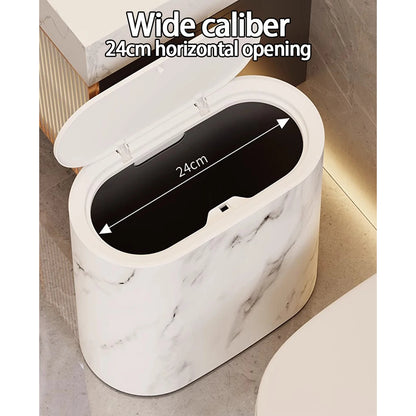 Marble Pattern Trash Can | Modern Bathroom & Kitchen Bin with Lid