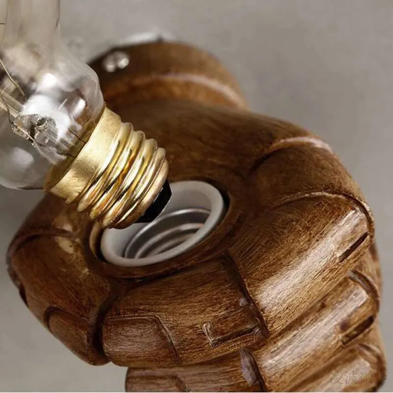 Industrial Hand Wall Lamp – Sculptural Resin Fist Sconce