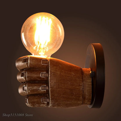 Industrial Hand Wall Lamp – Sculptural Resin Fist Sconce