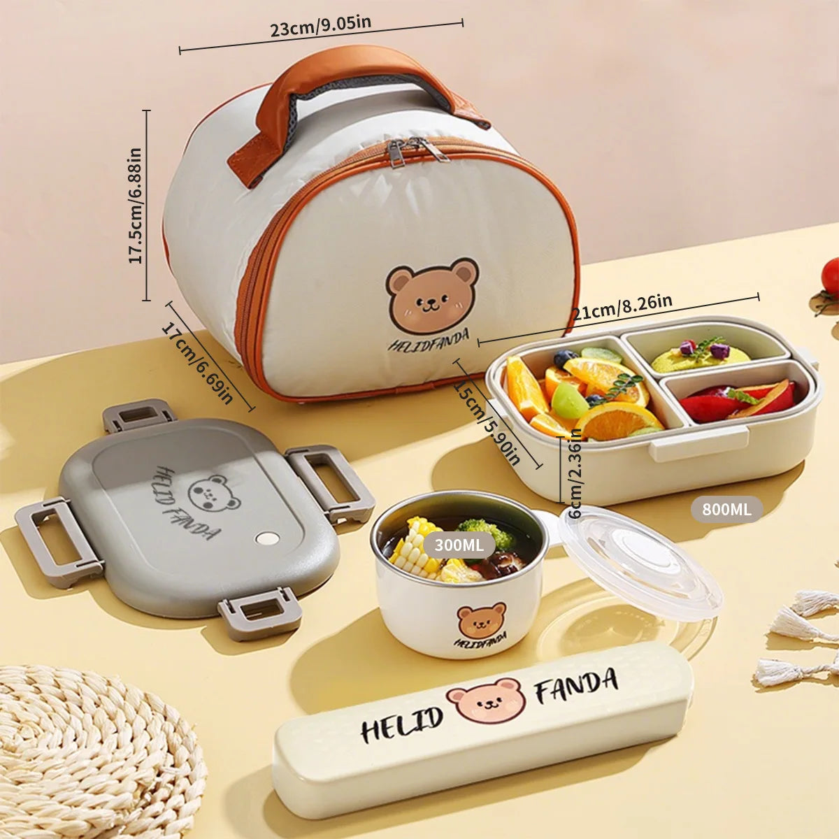 Portable Bento Lunch Box | Leak-Proof with 3 Compartments