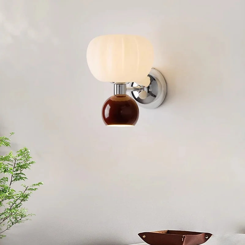 QUASHION Nordic Home Decor Wall Lamps Plastic and Iron Material Sconce Lightings Modern Soft Style Pumpkin Shape Bedroom Lustres