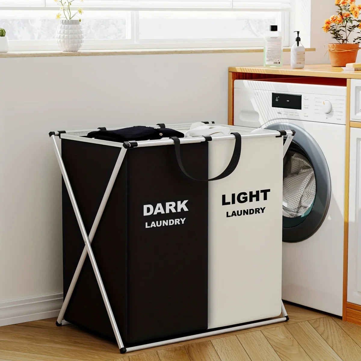 Multi-Section Laundry Hamper | Foldable Clothes Basket with Compartments