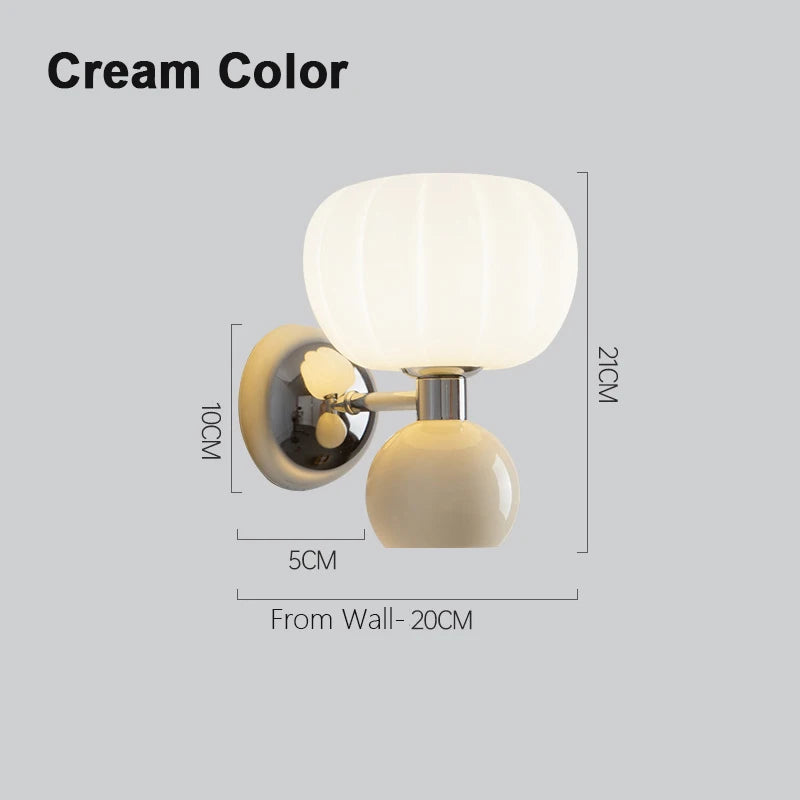 QUASHION Nordic Home Decor Wall Lamps Plastic and Iron Material Sconce Lightings Modern Soft Style Pumpkin Shape Bedroom Lustres