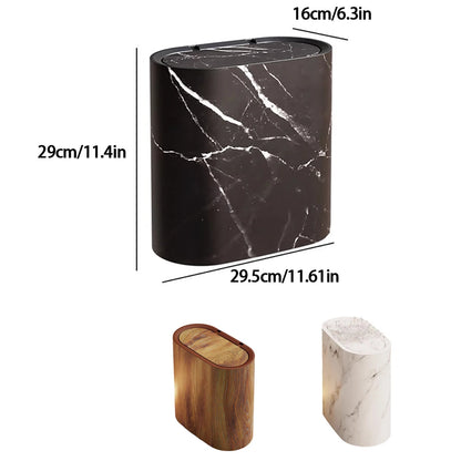 Marble Pattern Trash Can | Modern Bathroom & Kitchen Bin with Lid