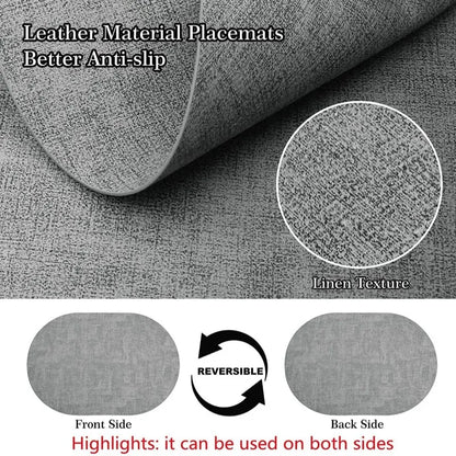 Oval Faux Leather Placemats | Heat Resistant & Non-Slip