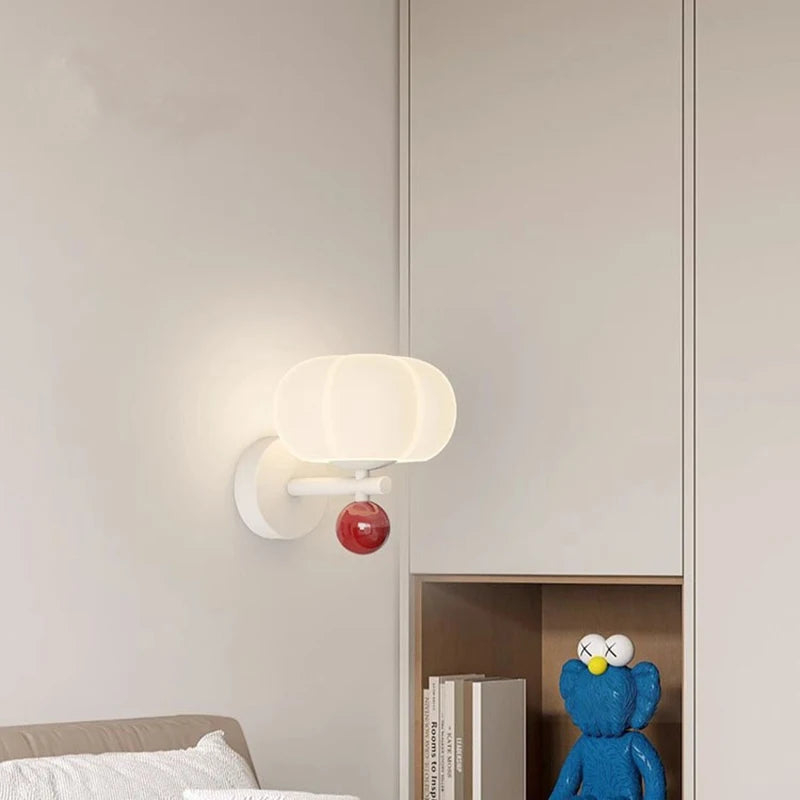 QUASHION Nordic Home Decor Wall Lamps Plastic and Iron Material Sconce Lightings Modern Soft Style Pumpkin Shape Bedroom Lustres