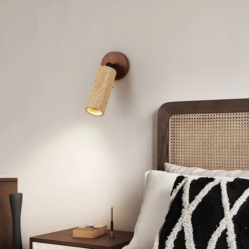 Wabi-Sabi Stone & Wood Wall Lamp – Japanese Style Sconce