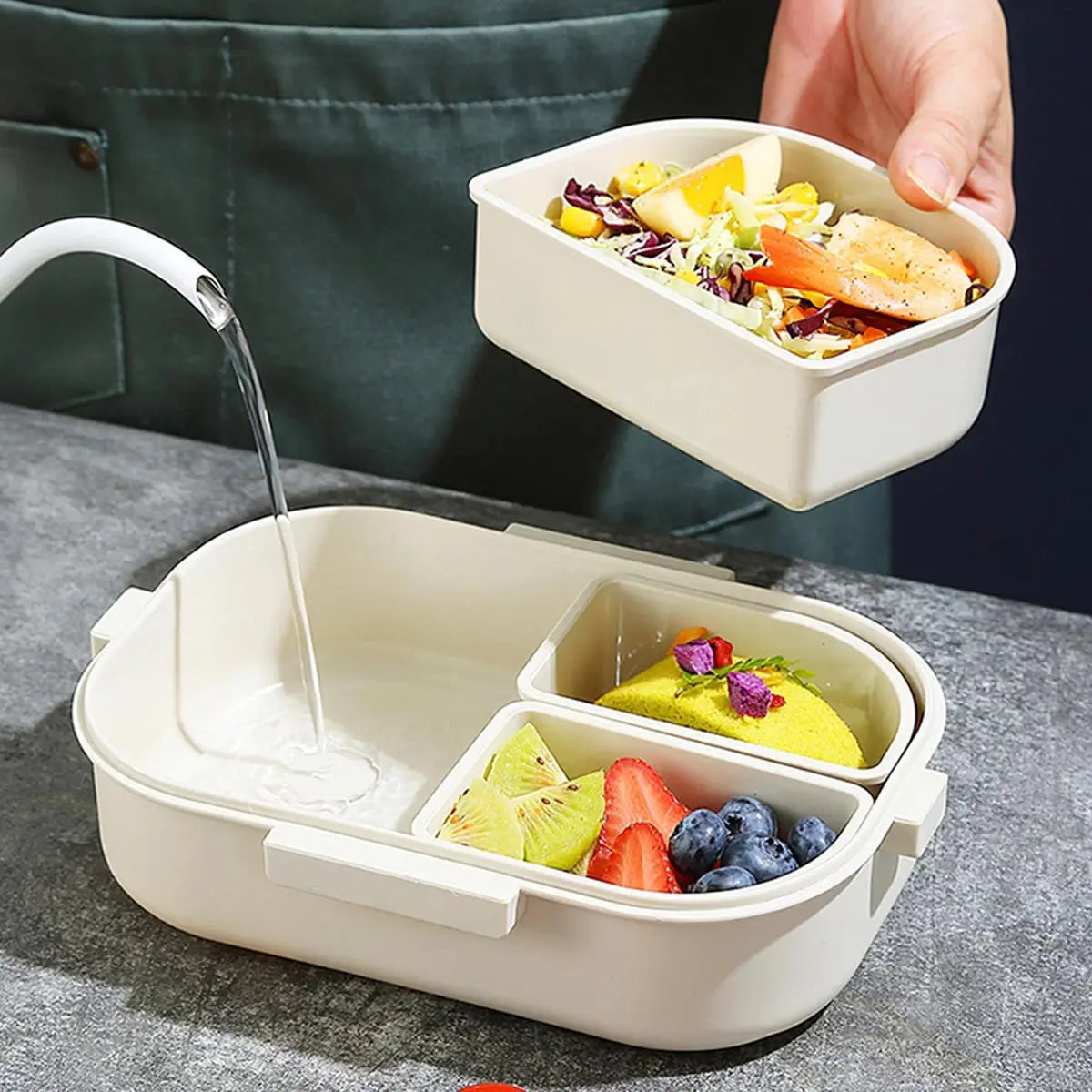 Portable Bento Lunch Box | Leak-Proof with 3 Compartments