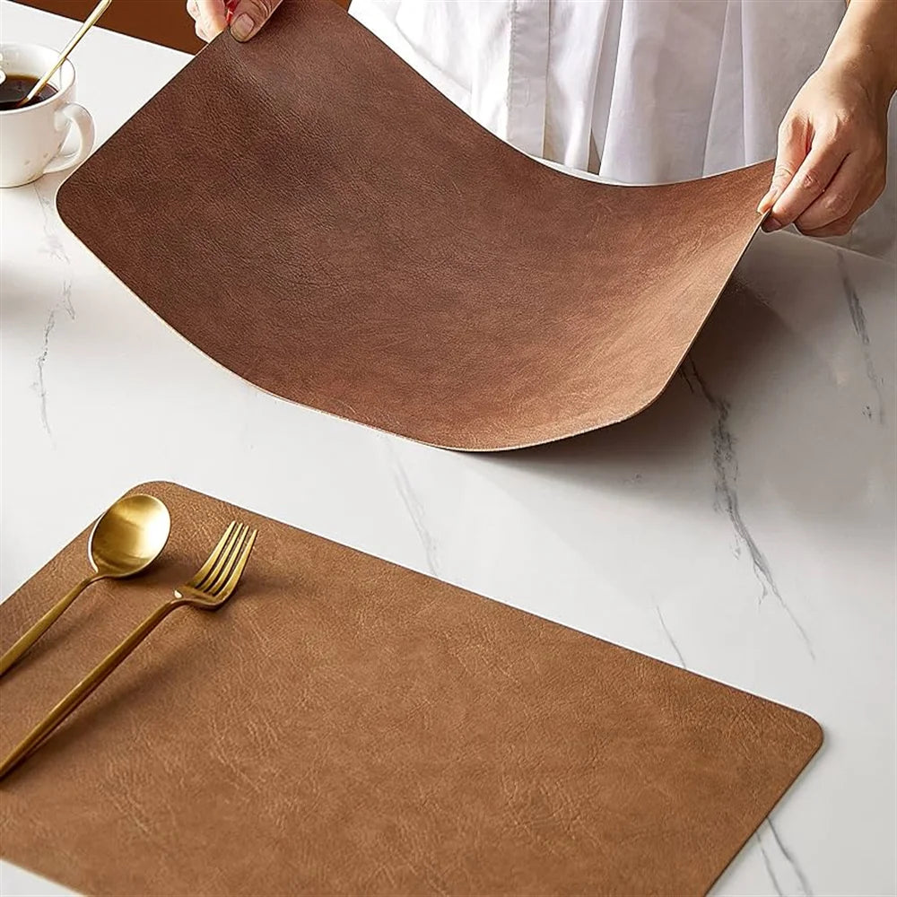 Double-Sided Faux Leather Placemats | Heat Resistant & Waterproof