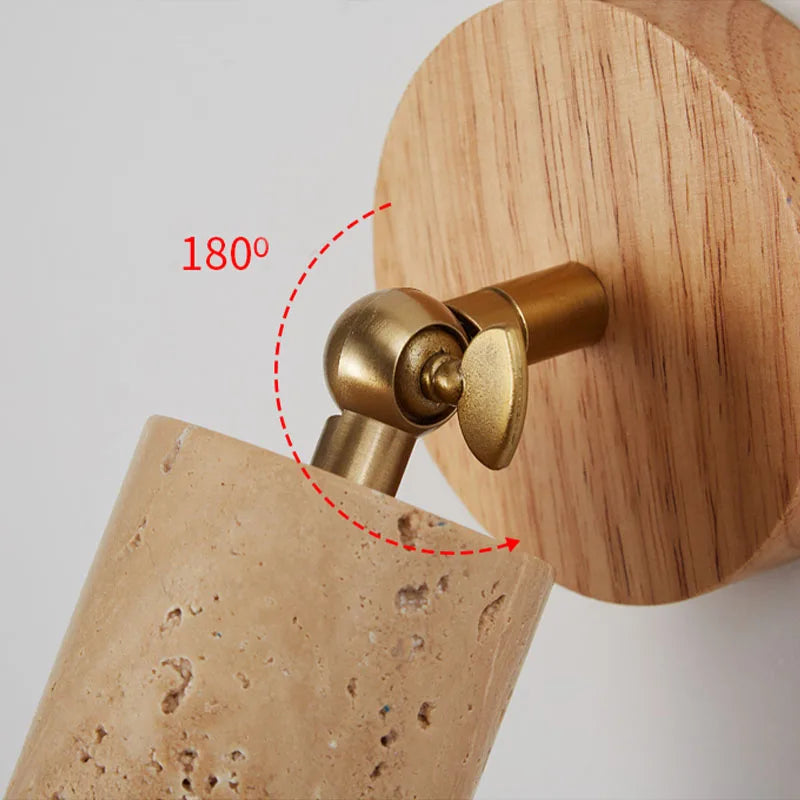 Wabi-Sabi Stone & Wood Wall Lamp – Japanese Style Sconce