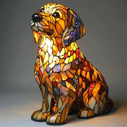 Resin Dog Figurine Table Lamp – Warm LED Accent Light