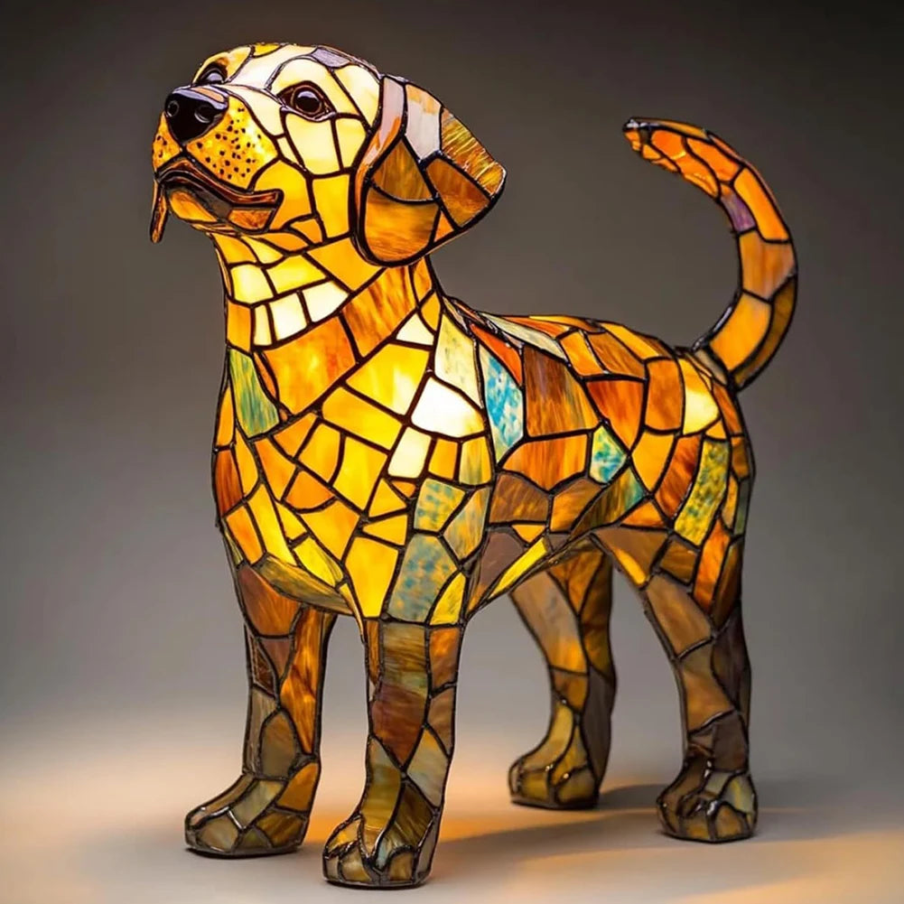 Resin Dog Figurine Table Lamp – Warm LED Accent Light