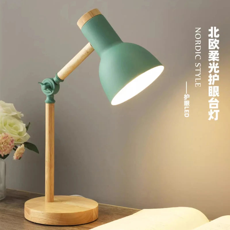 Nordic Wooden Desk Lamp | Adjustable Modern Table Light