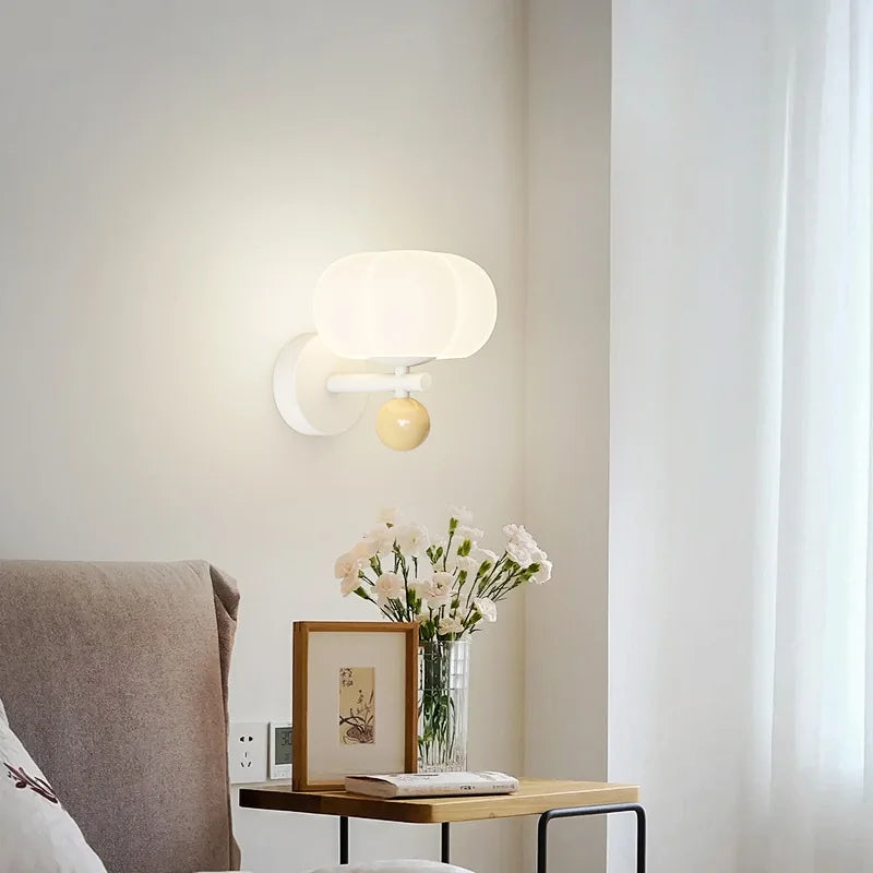QUASHION Nordic Home Decor Wall Lamps Plastic and Iron Material Sconce Lightings Modern Soft Style Pumpkin Shape Bedroom Lustres