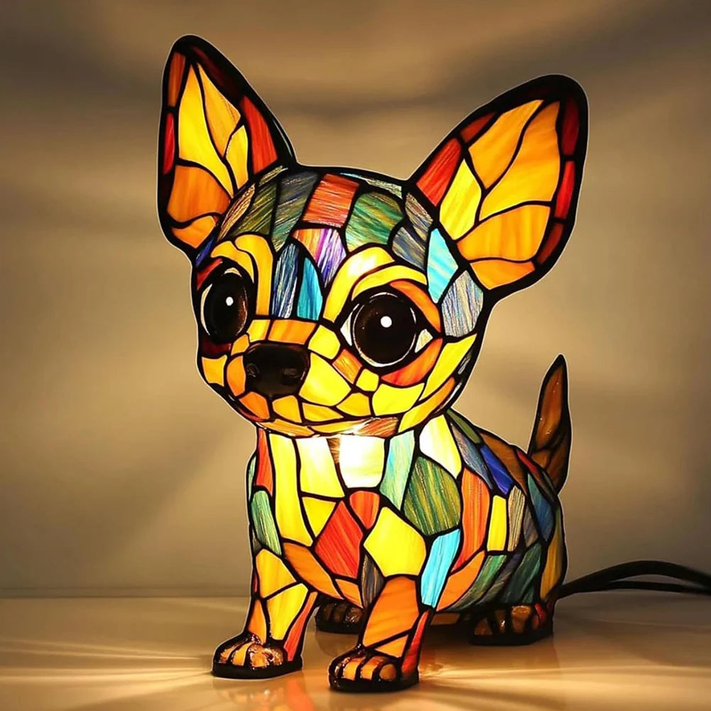 Resin Dog Figurine Table Lamp – Warm LED Accent Light