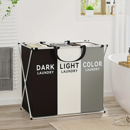 Multi-Section Laundry Hamper | Foldable Clothes Basket with Compartments