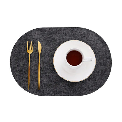 Oval Faux Leather Placemats | Heat Resistant & Non-Slip