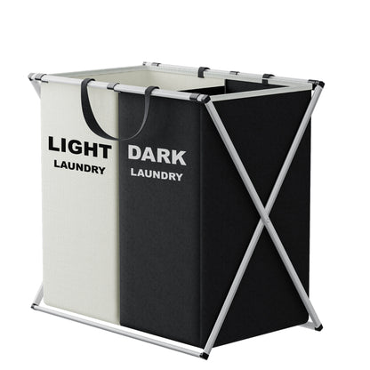 Multi-Section Laundry Hamper | Foldable Clothes Basket with Compartments