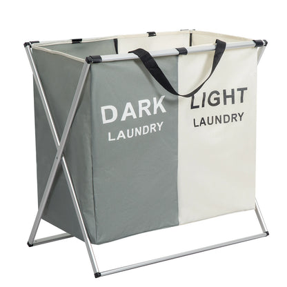 Multi-Section Laundry Hamper | Foldable Clothes Basket with Compartments