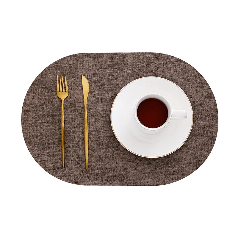 Oval Faux Leather Placemats | Heat Resistant & Non-Slip