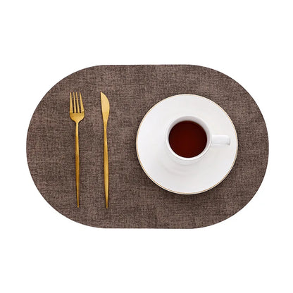 Oval Faux Leather Placemats | Heat Resistant & Non-Slip