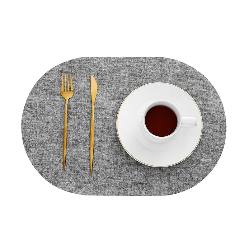 Oval Faux Leather Placemats | Heat Resistant & Non-Slip