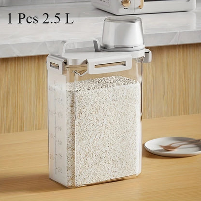 Airtight Grain Storage Container | 2.5L Rice, Cereal & Flour Dispenser with Measuring Cup