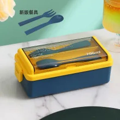 1400Ml Double Layer Bento Box | Portable Lunch Box with Fork & Spoon