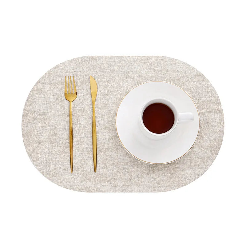 Oval Faux Leather Placemats | Heat Resistant & Non-Slip