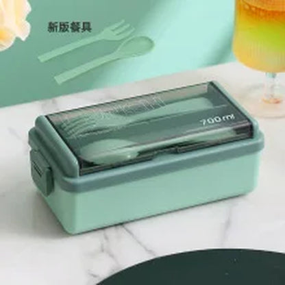 1400Ml Double Layer Bento Box | Portable Lunch Box with Fork & Spoon