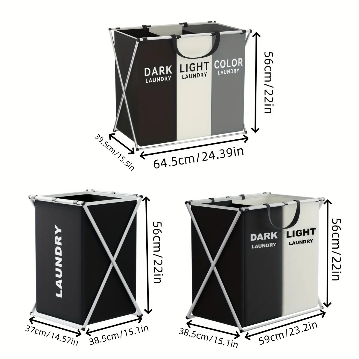 Multi-Section Laundry Hamper | Foldable Clothes Basket with Compartments