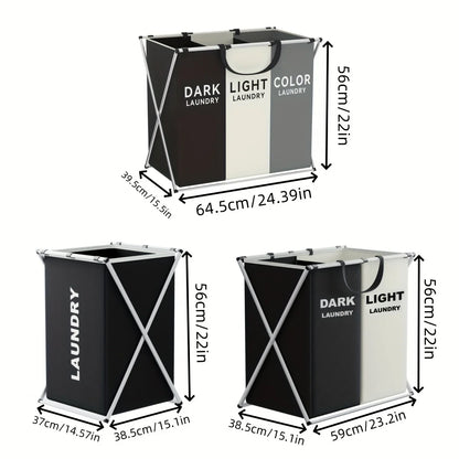 Multi-Section Laundry Hamper | Foldable Clothes Basket with Compartments