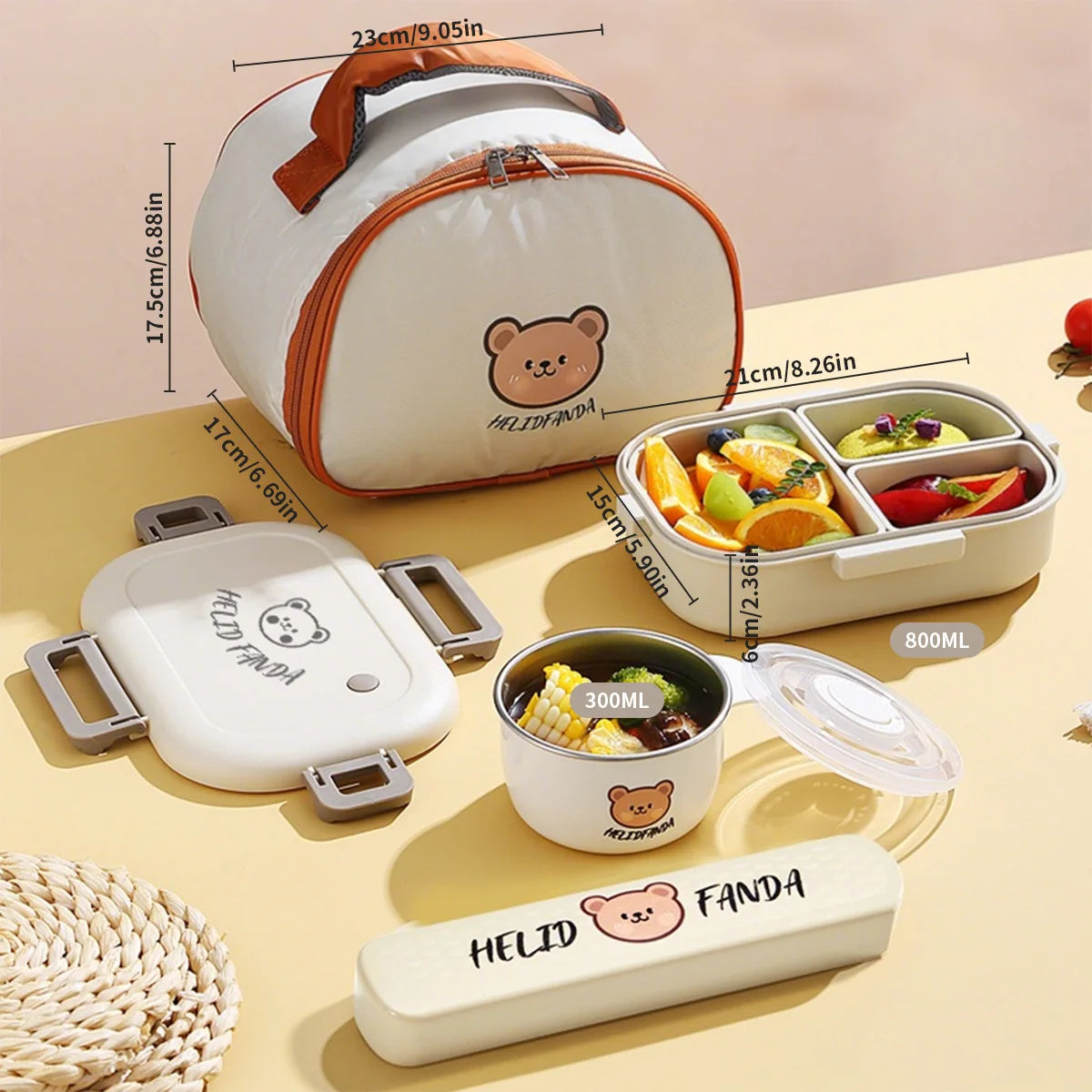 Portable Bento Lunch Box | Leak-Proof with 3 Compartments