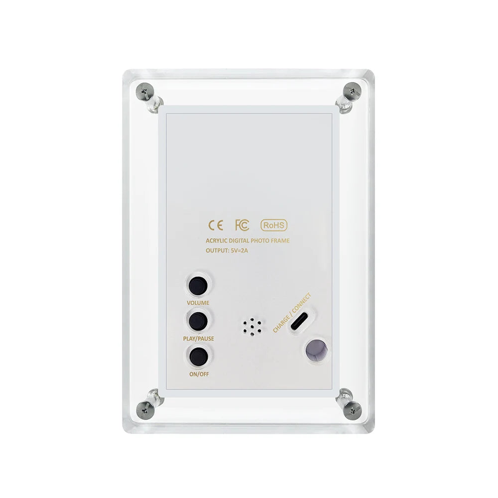 Acrylic Digital Photo Frame | Portable IPS Display with Built-In Battery