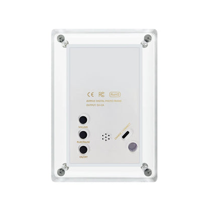 Acrylic Digital Photo Frame | Portable IPS Display with Built-In Battery