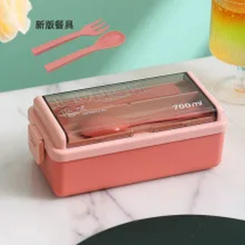 1400Ml Double Layer Bento Box | Portable Lunch Box with Fork & Spoon