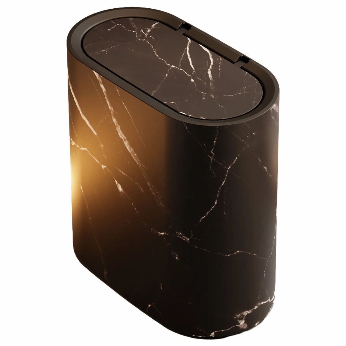 Marble Pattern Trash Can | Modern Bathroom & Kitchen Bin with Lid