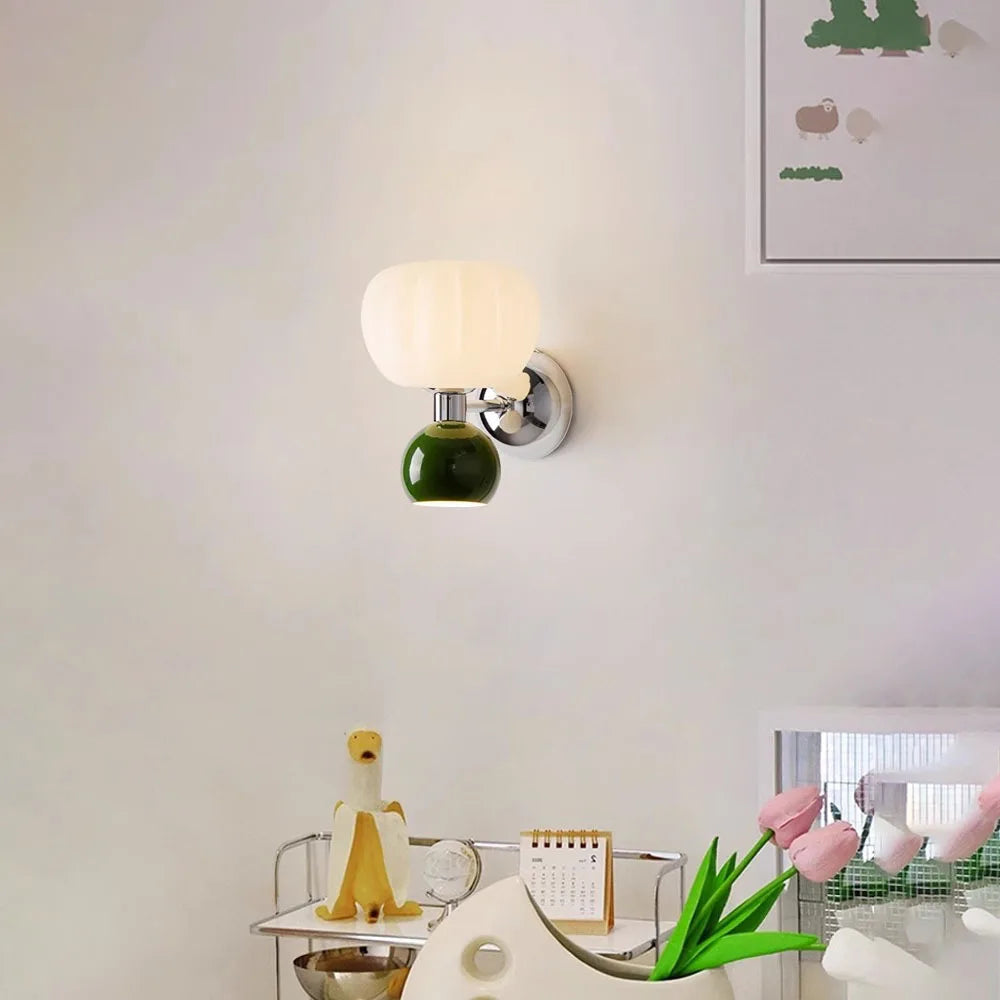 QUASHION Nordic Home Decor Wall Lamps Plastic and Iron Material Sconce Lightings Modern Soft Style Pumpkin Shape Bedroom Lustres
