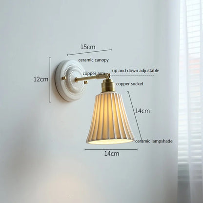 Nordic Cream Ceramic Wall Lamp – Vintage Flower Sconce