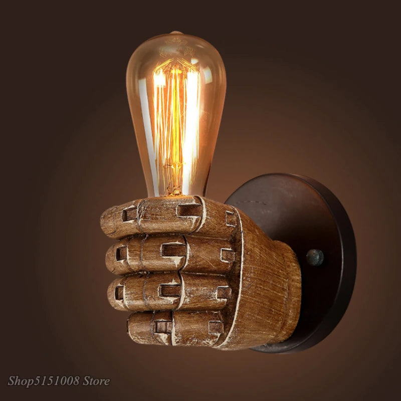 Industrial Hand Wall Lamp – Sculptural Resin Fist Sconce