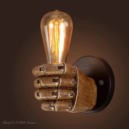 Industrial Hand Wall Lamp – Sculptural Resin Fist Sconce