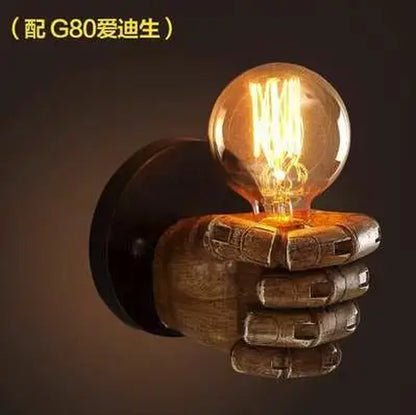 Industrial Hand Wall Lamp – Sculptural Resin Fist Sconce