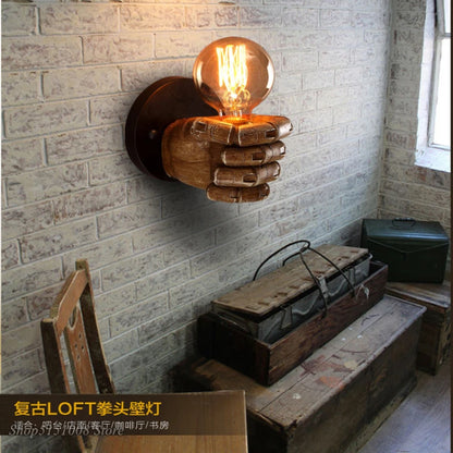 Industrial Hand Wall Lamp – Sculptural Resin Fist Sconce