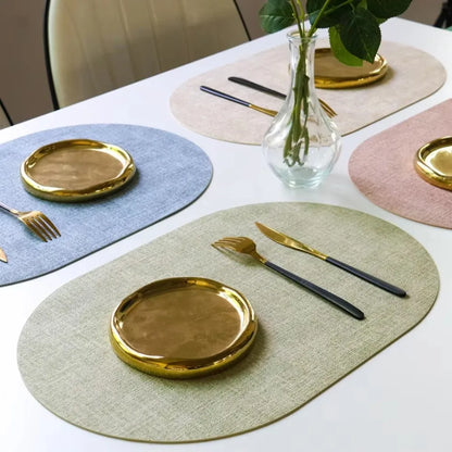Oval Faux Leather Placemats | Heat Resistant & Non-Slip