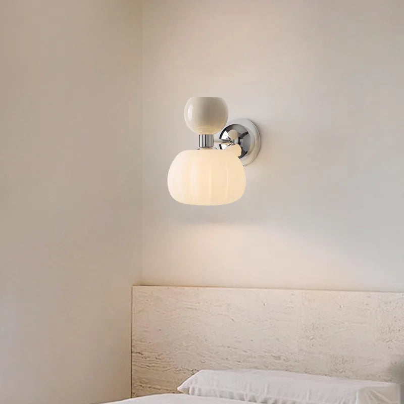 QUASHION Nordic Home Decor Wall Lamps Plastic and Iron Material Sconce Lightings Modern Soft Style Pumpkin Shape Bedroom Lustres